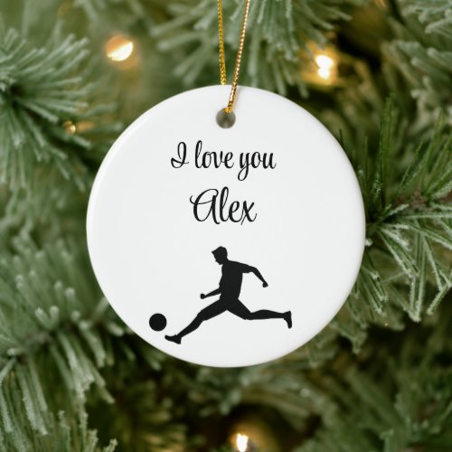 Playing Soccer Graphic – Funny Sports Cartoon Ceramic Ornament