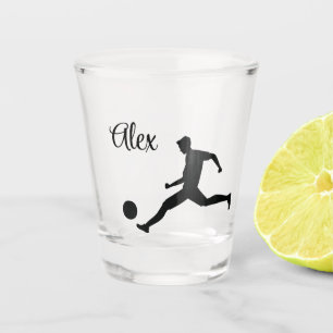 Playing Soccer Graphic – Funny Sports Cartoon Shot Glass