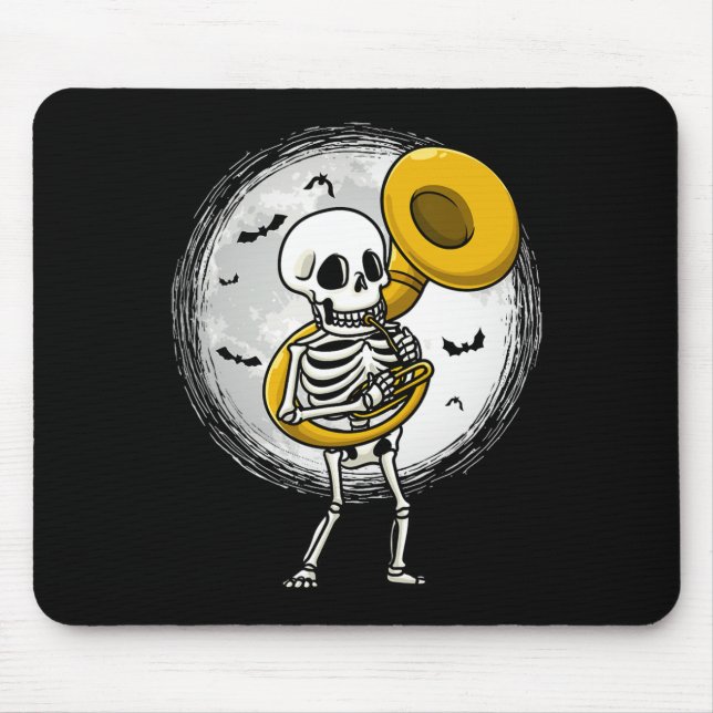Playing Sousaphone Tuba Instrument Halloween Band  Mouse Pad (Front)