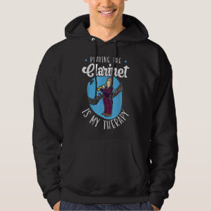 Playing The Clarinet Is My Therapy Clarinetist Mus Hoodie