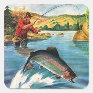 Playing the fish square sticker