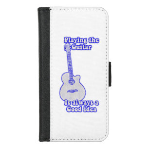 Playing the guitar is always a good idea. blue iPhone 8/7 wallet case