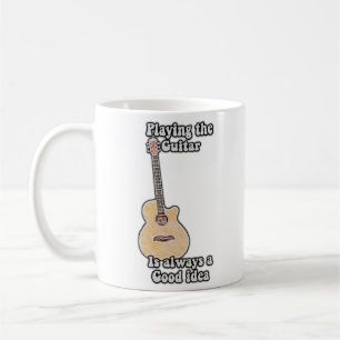 Playing the guitar is always a good idea. vintage coffee mug