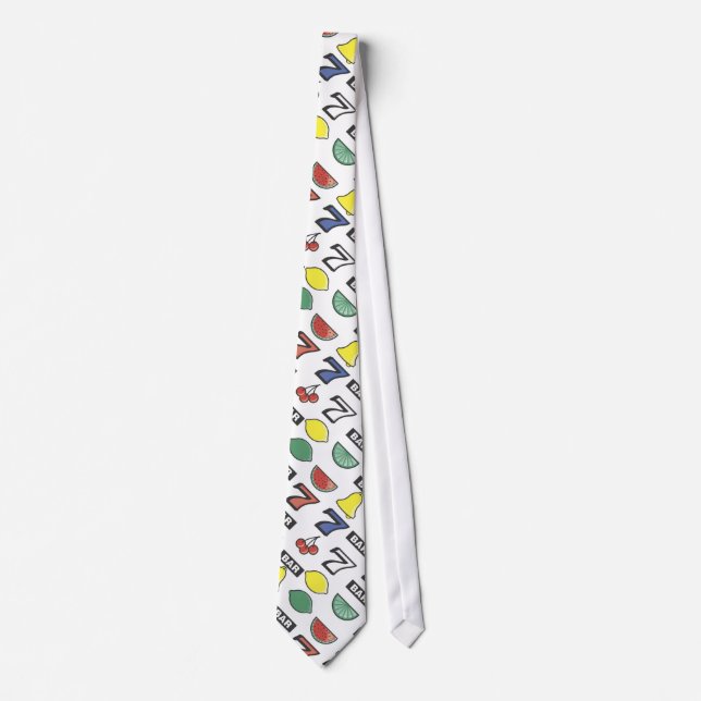 Playing The Slots Gambling Theme Necktie (Front)