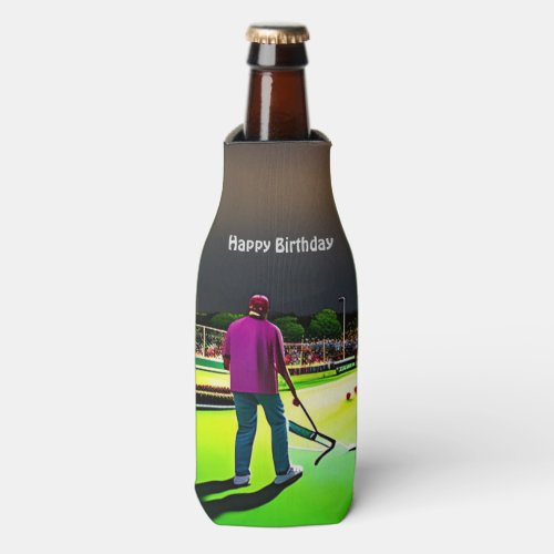 Playing Twilight Lawn Bowls Birthday Bottle Cooler