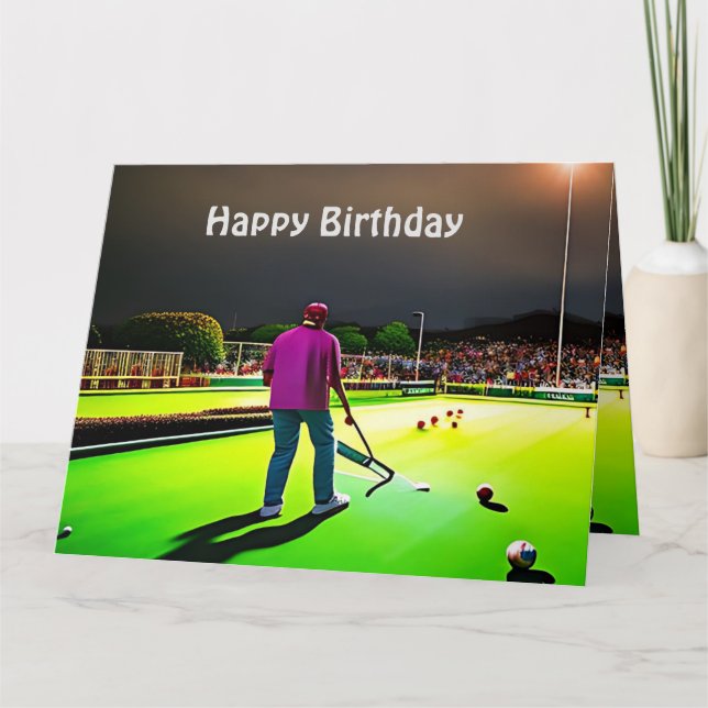 Playing Twilight Lawn Bowls, Jumbo Birthday Card (Front)