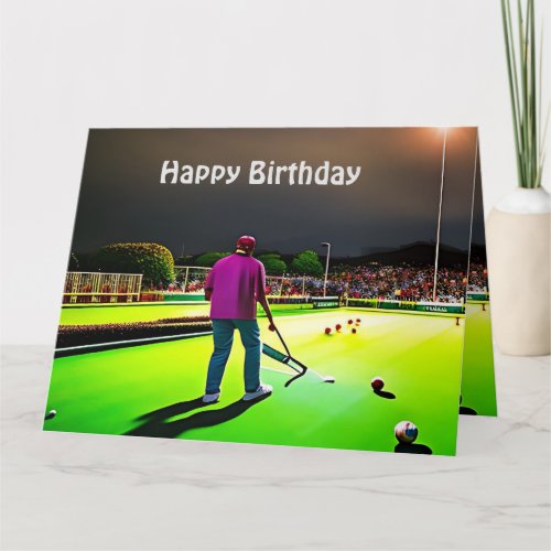 Playing Twilight Lawn Bowls Jumbo Birthday Card