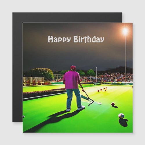 Playing Twilight Lawn Bowls Magnetic Birthday Card