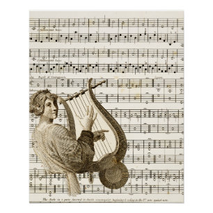 Playing Vintage Harp Music 304 Poster