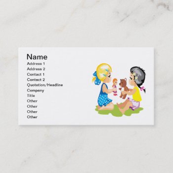 Playing With Dolls Business Card by StayEducated at Zazzle