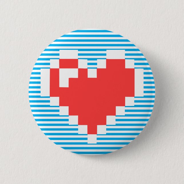 Playing With Stripes Collection. Pixel Heart Button (Front)