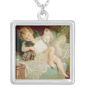 Playmates, from the Pears Annual, 1903 Silver Plated Necklace