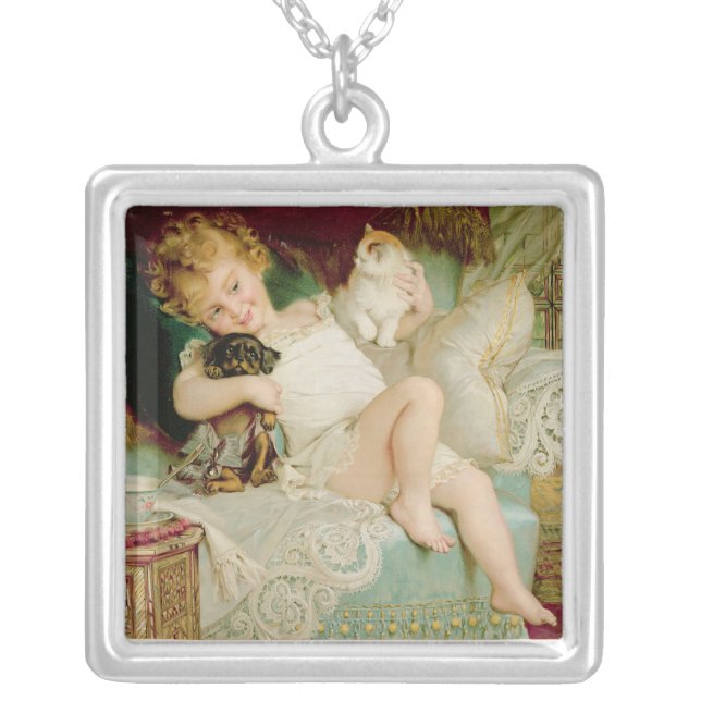 Playmates, from the Pears Annual, 1903 Silver Plated Necklace (Front)