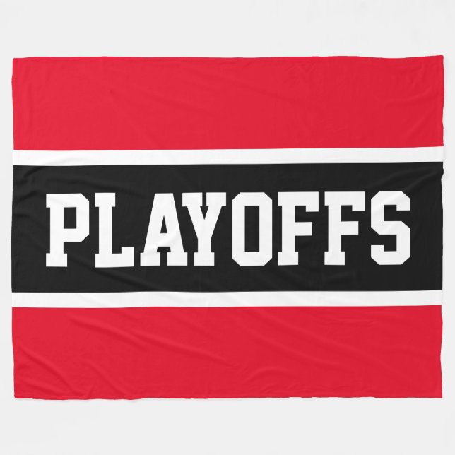 PLAYOFFS Athletic Bright Red Black White Stripes Fleece Blanket (Front (Horizontal))