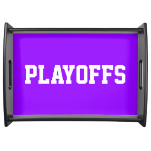 PLAYOFFS Fun White Athletic Text On Bright Purple Serving Tray