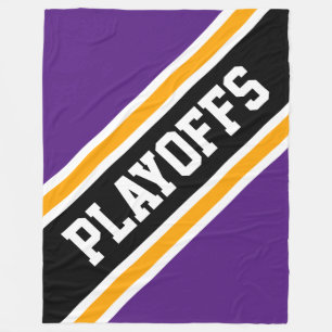 PLAYOFFS Sporty Royal Purple Black Orange Stripes Fleece Blanket