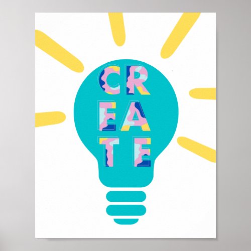 Playroom Art  Create Idea Light Bulb Poster