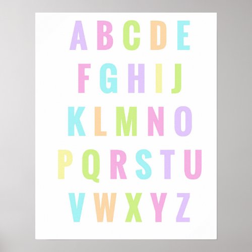 Playroom Letters Alphabet Pastel Rainbow Poster