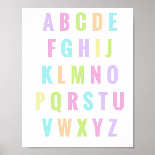 Playroom Letters Alphabet Pastel Rainbow Poster