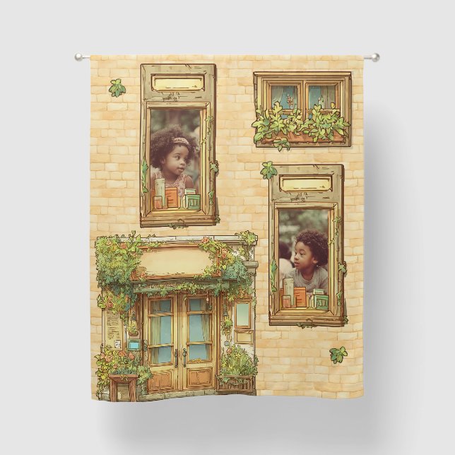 Playroom, light brick drapery blackout curtains (Front)