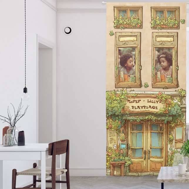 Playroom, light stucco, drapery blackout curtains (Living Room)