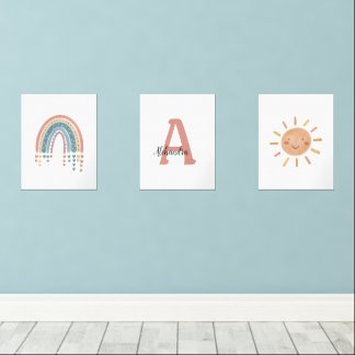 Playroom Nursery Wall Art Decor Boho Sets