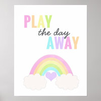 Playroom Play The Day Away Pastel Rainbow Poster