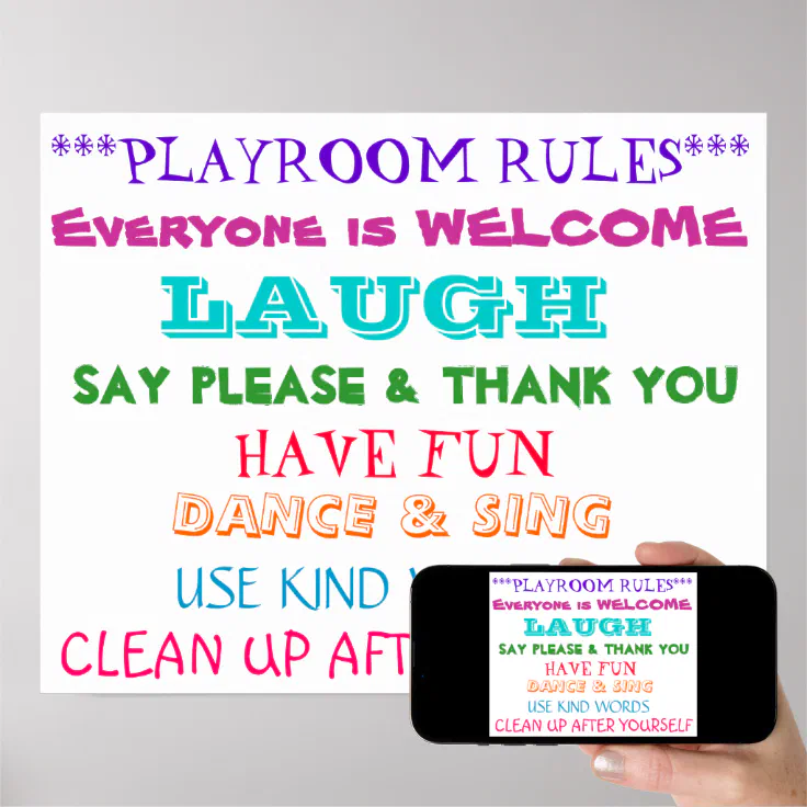 PLAYROOM RULES POSTER | Zazzle