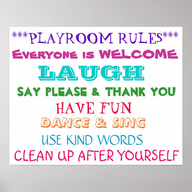 PLAYROOM RULES POSTER (Front)