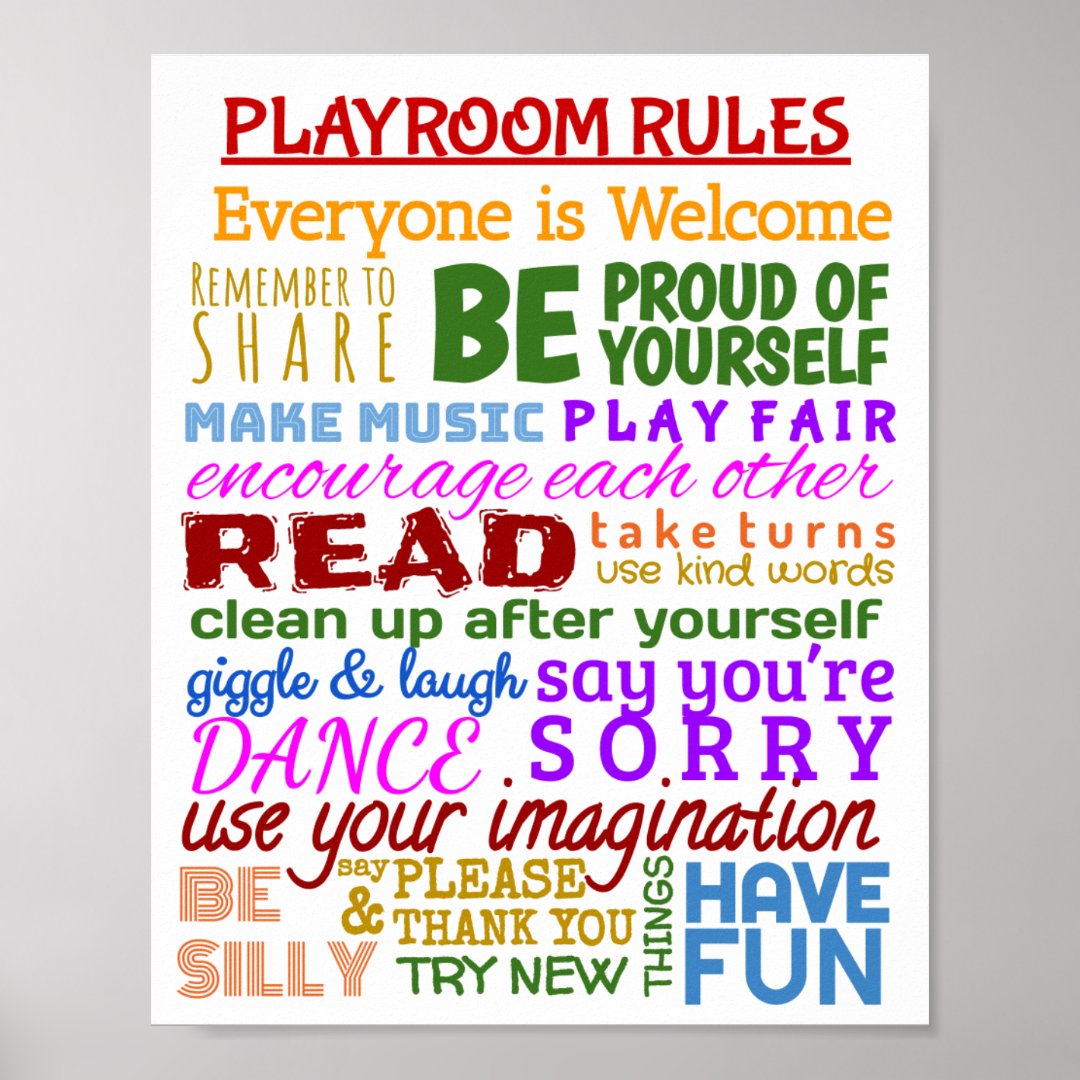 Playroom Rules Poster | Zazzle