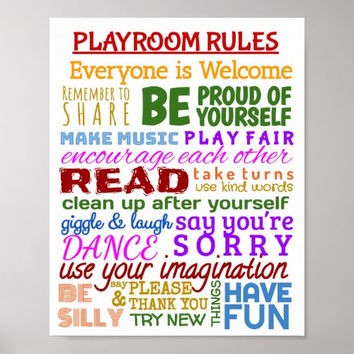 Playroom Rules Poster