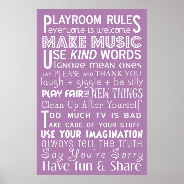 Playroom Rules Poster (Front)