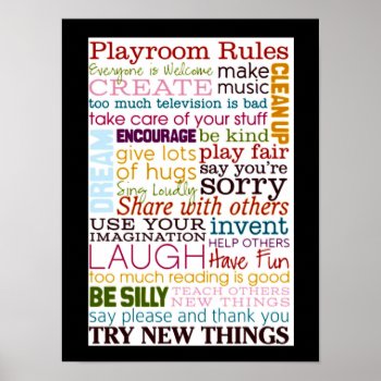 Playroom Rules Poster by nselter at Zazzle