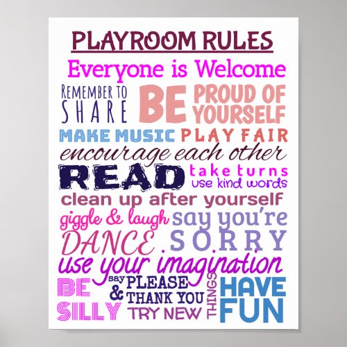 Playroom Rules Poster