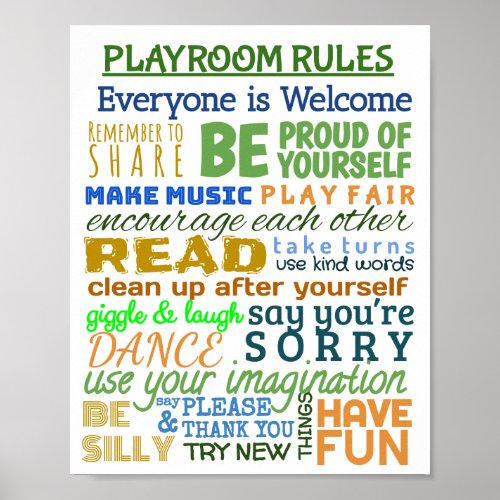 Playroom Rules Poster