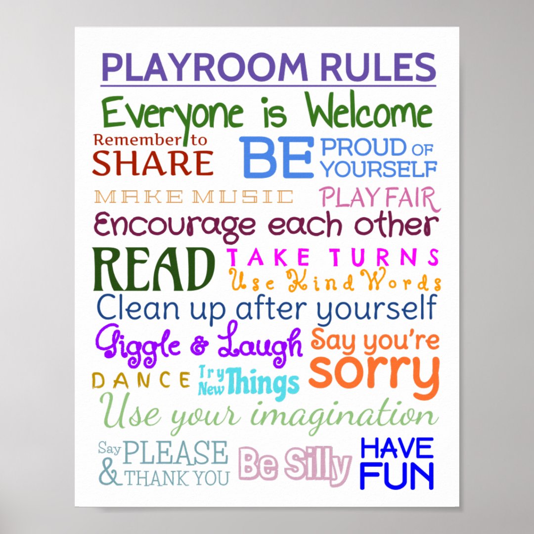 Playroom Rules Poster | Zazzle