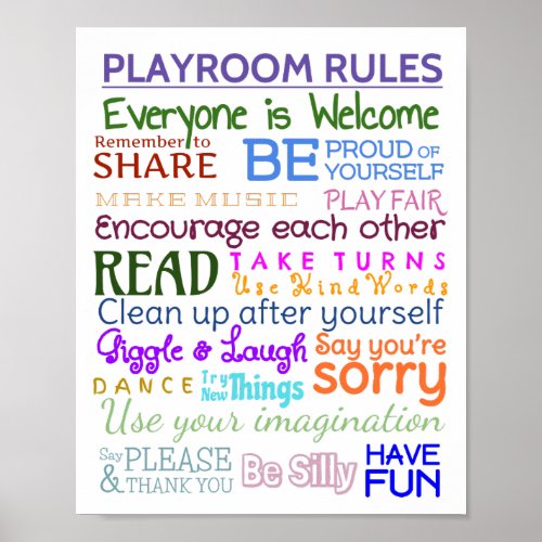 Playroom Rules Poster
