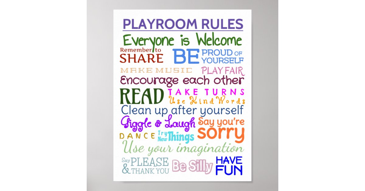 Playroom Rules Poster | Zazzle