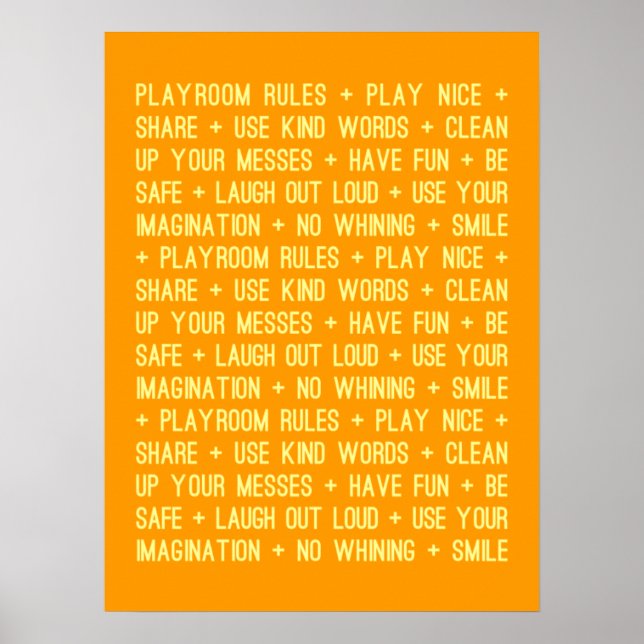 Playroom Rules Poster (Front)