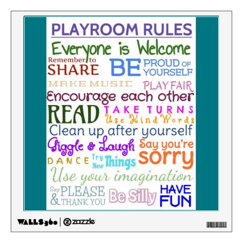 Playroom Rules Wall Decal