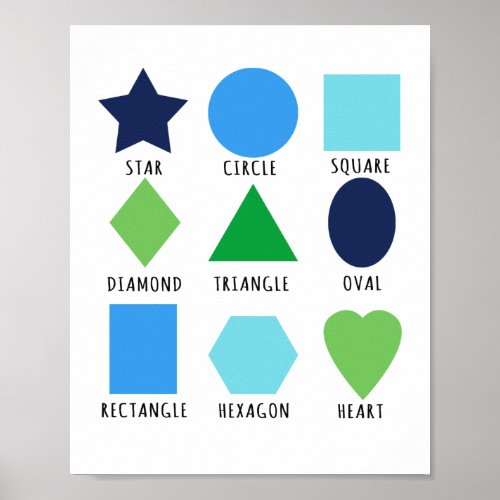 Playroom Shapes Blue Green Poster