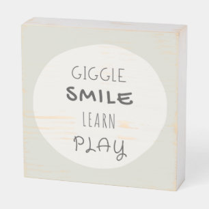 playroom Wood Box Sign. giggle.smile.learn.play