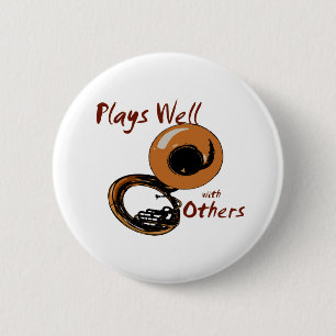 Plays Well/ Tuba Pinback Button