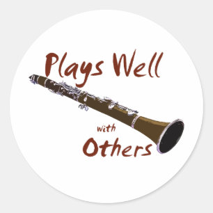 Plays Well with Others Clarinet Classic Round Sticker