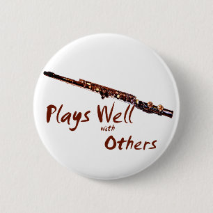 Plays Well with Others / Flute Pinback Button