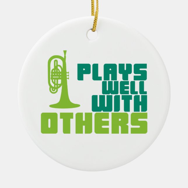 Plays Well with Others - Mellophone Ceramic Ornament (Front)