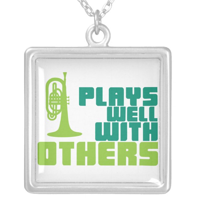Plays Well with Others - Mellophone Silver Plated Necklace (Front)
