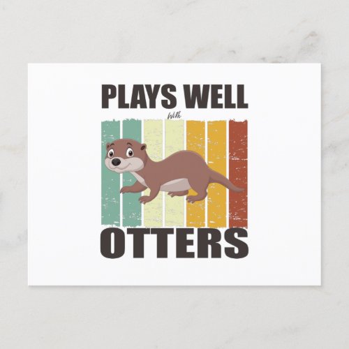 Plays Well With Otters Funny Vintage Postcard