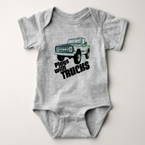Plays With Trucks Baby Bodysuit