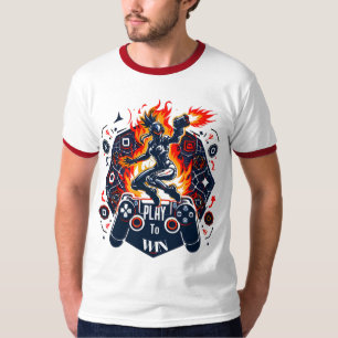 PlayStation Gaming Fire Energy Controller Art T-Shirt